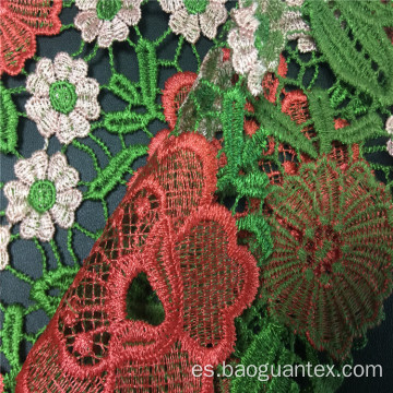 Tela de crochet de poliéster de bordado floral para prenda